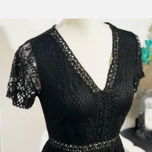 Altar'd State Maxi Dress,Black lace Large - Picture 7 of 14